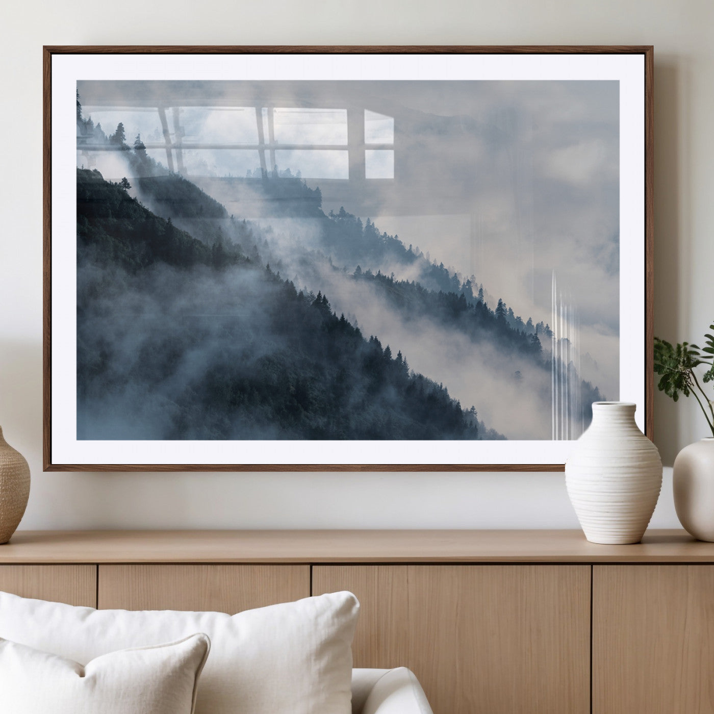 85737-MGV-CV-36X24-Foggy Forest Wall Art Canvas Print – Misty Mountain Landscape Decor – Ready to Hang Nature-Inspired