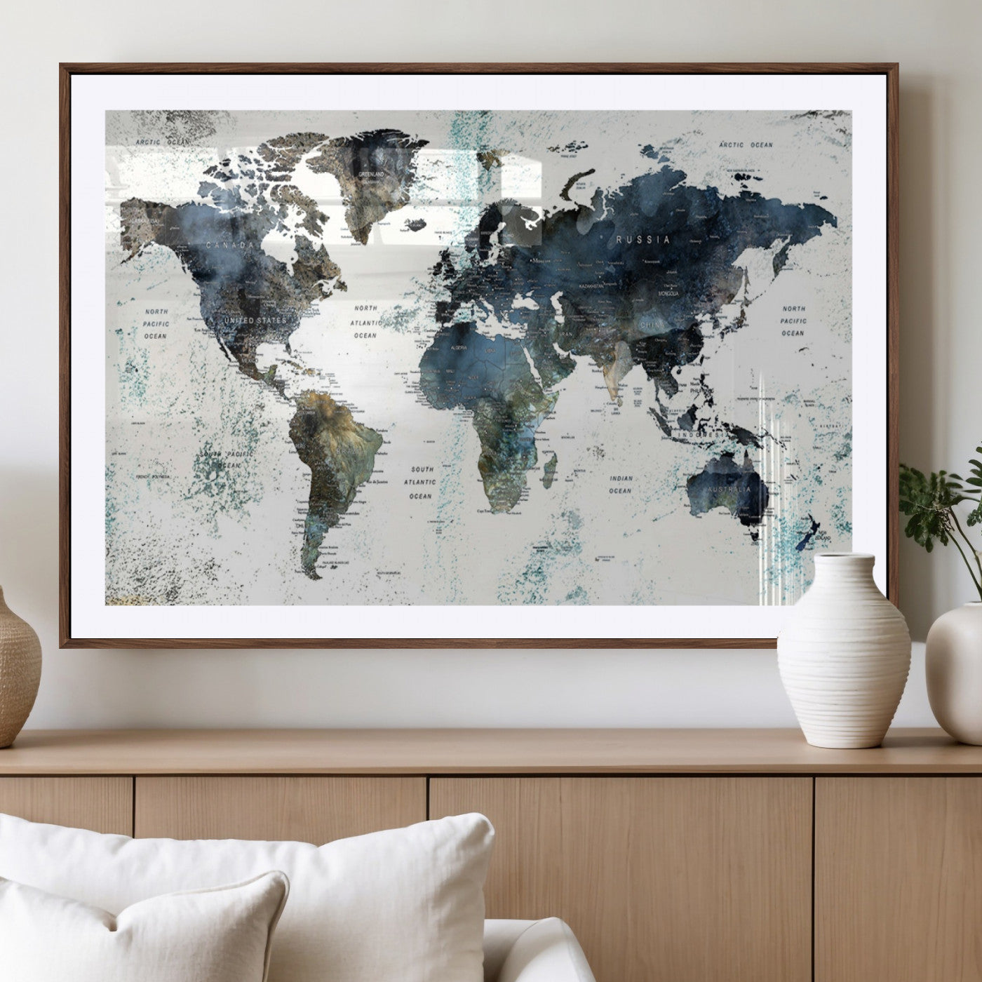 75398-MGV-CV-36X24-Push Pin World Map Canvas Print – Travel Tracker Wall Art for Couples, Perfect Anniversary Gift for Home or Office Decor