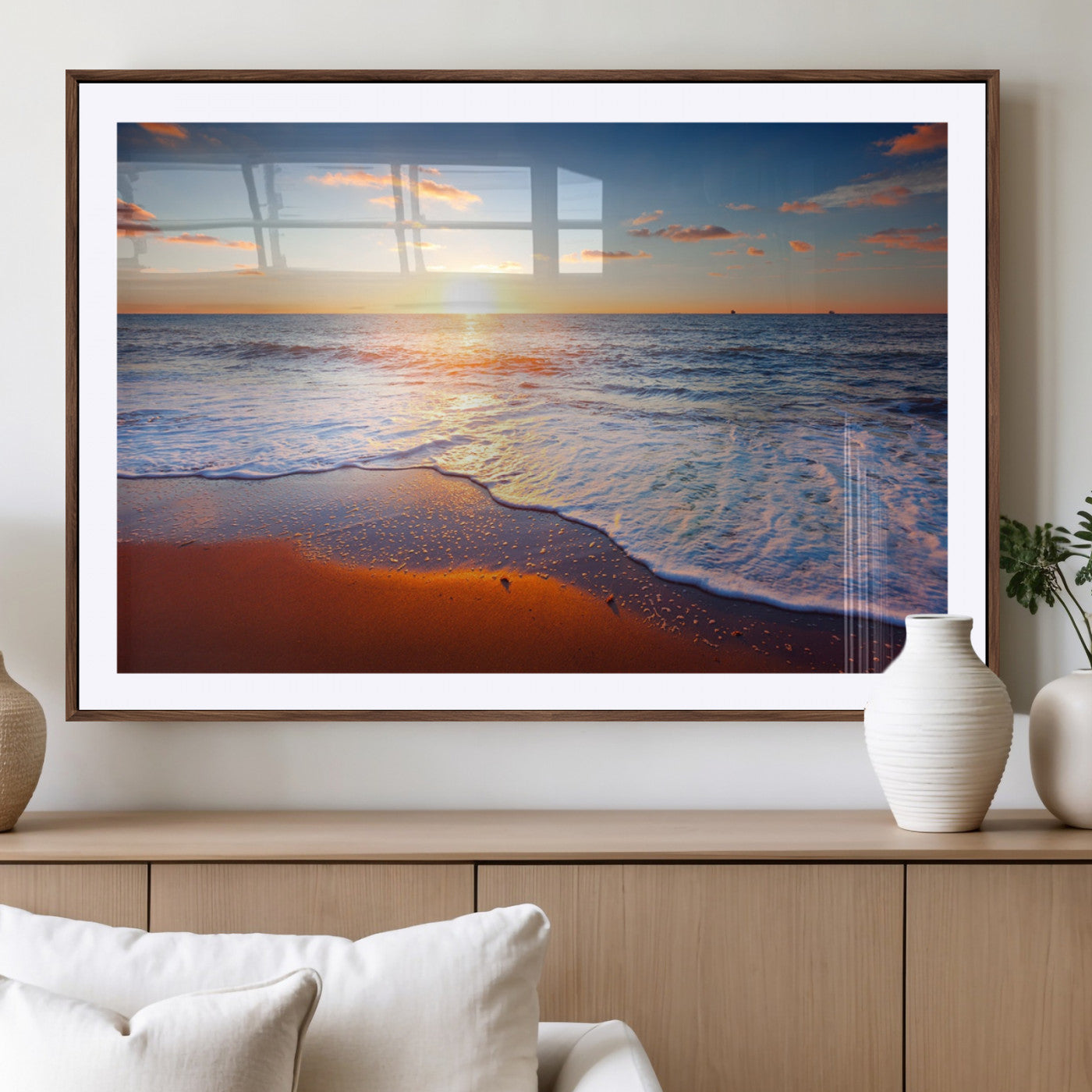 96736-MGC-FP-40x30-Ocean Beach Canvas Wall Art Beach Canvas, Coastal Sunset Tropical Island Beach Sunset Artwork Print