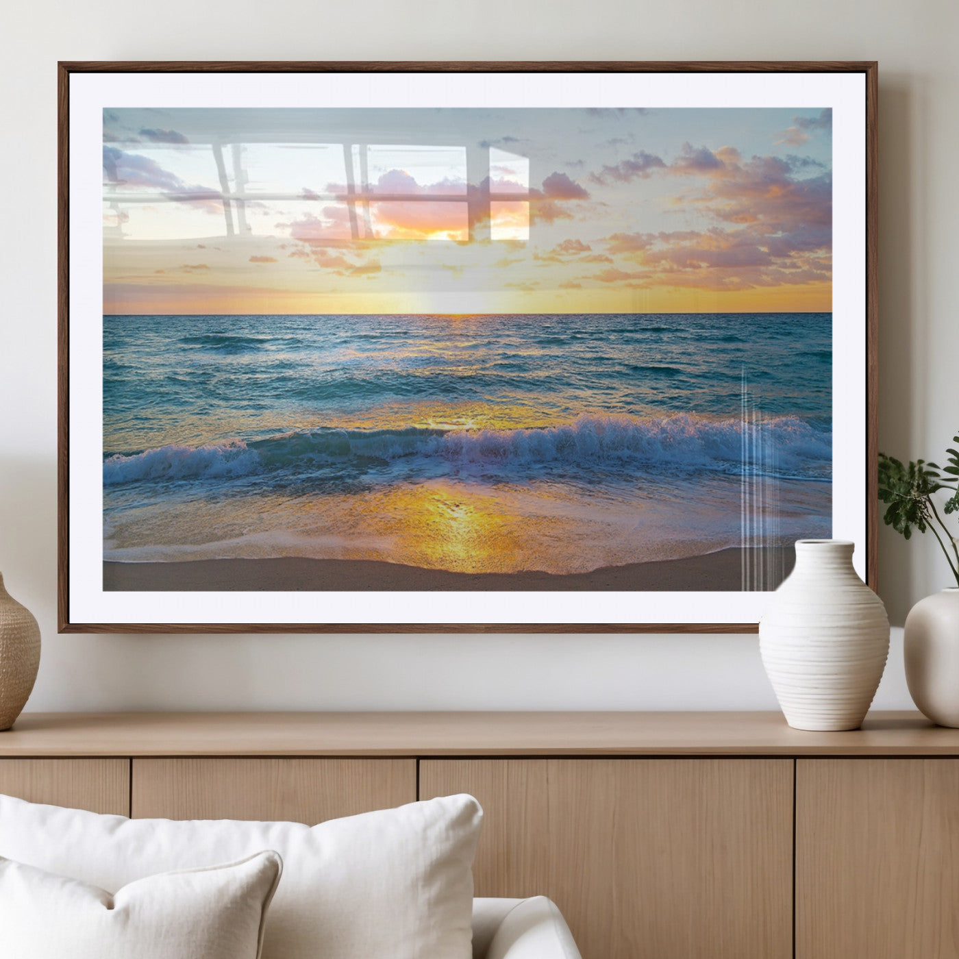 -Coastal Wall Art - Vintage World Map Canvas Print with Framed Design for Home or Office Decor,