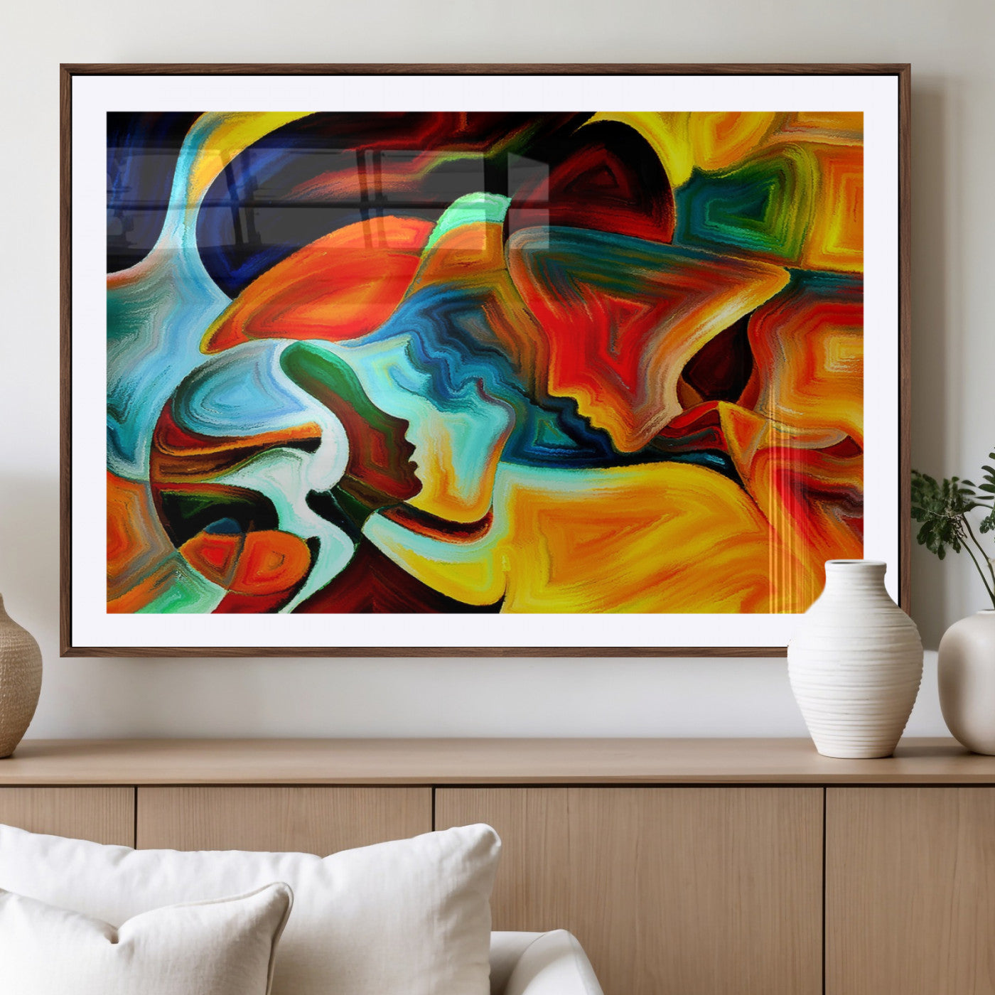 70242-MGV-CV-36X24-Human Love Figures Abstract Wall Art Canvas Print