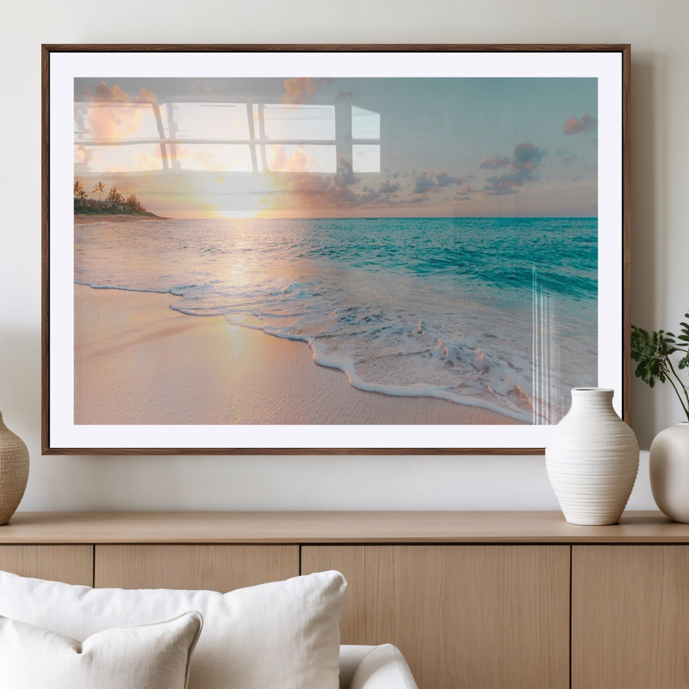 36554-MGV-CV-36X24-Beach Sunrise Wall Art, Coastal Seascape Canvas Print, Ocean Wave Multi-Panel Giclee, Coastal Sunset