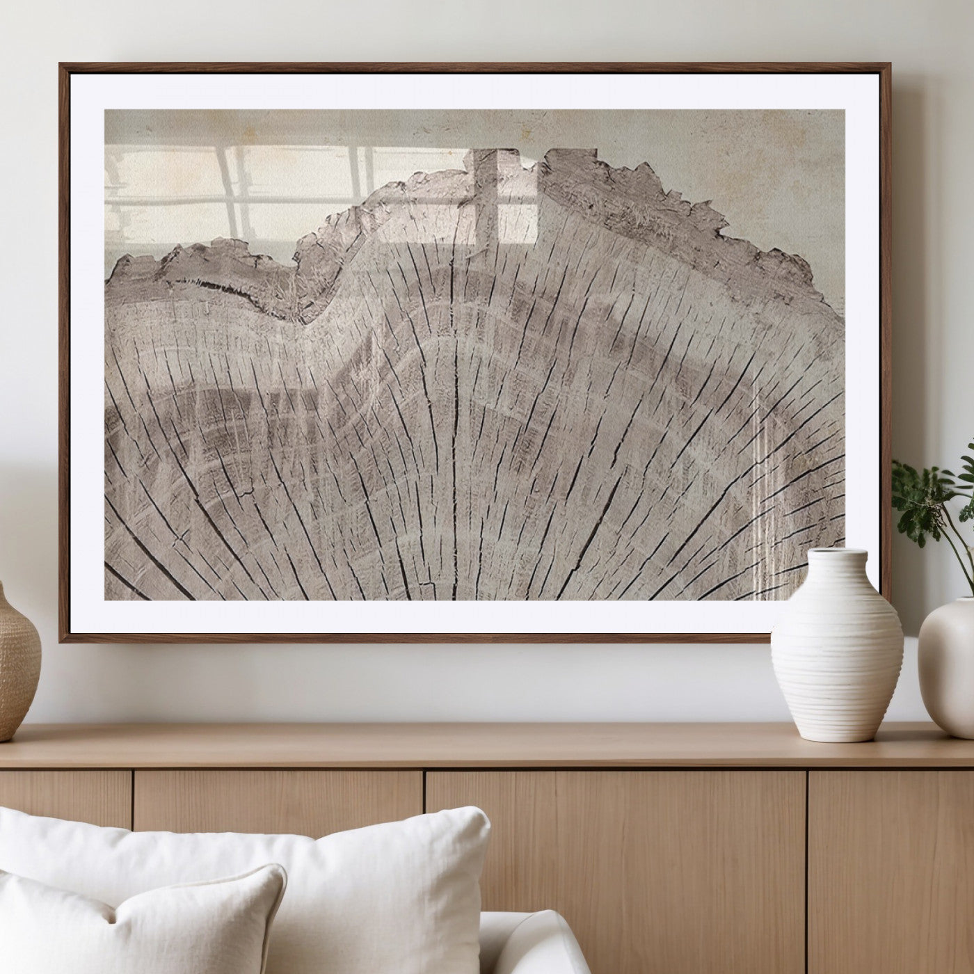 -Tree Ring Wall Art Triptych, Rustic Wood Ring Canvas Print, Minimalist Wall Decor for Modern Homes