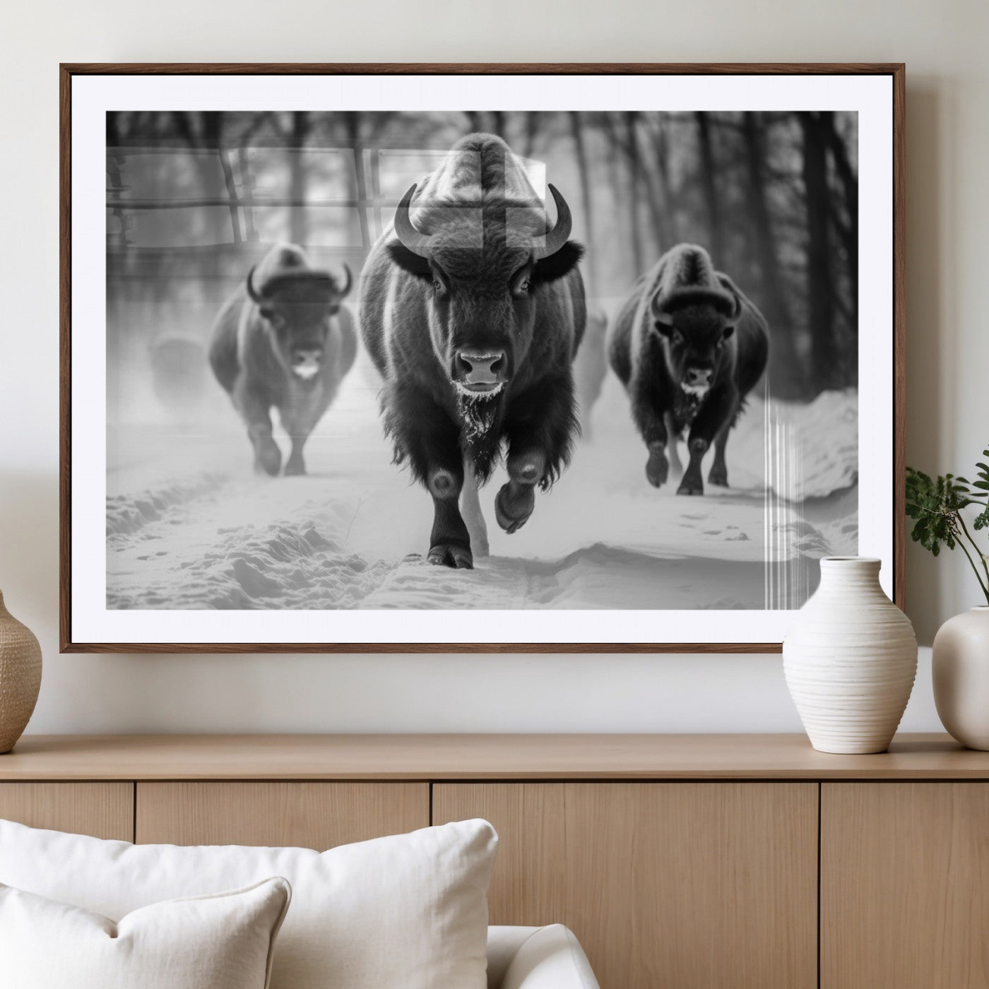 97552-MGV-CV-36X24-Buffalo Wall Art Canvas Print, Bison Family Wall Art Canvas Print