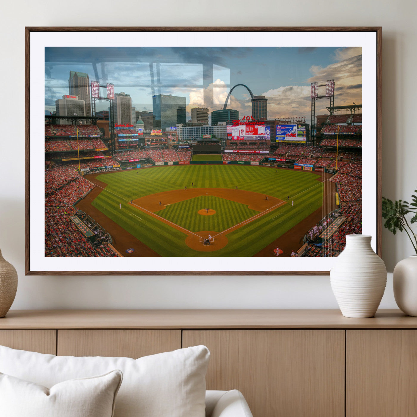 91908-MGV-CV-36X24-Busch Stadium Wall Art Print | St. Louis Cardinals Baseball Stadium Canvas Print | Framed Sports