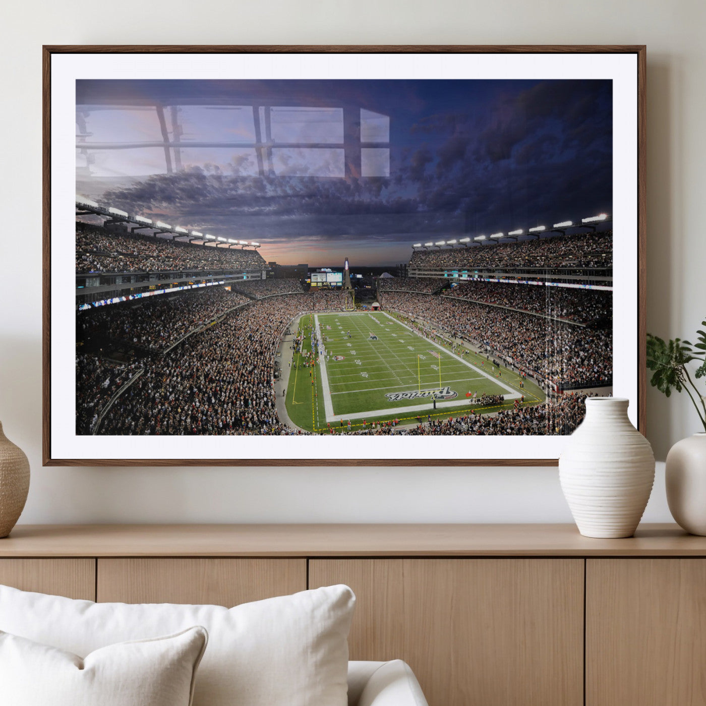 -New England Patriots Football Team Print - Foxborough Gillette Stadium Wall Art Canvas Print