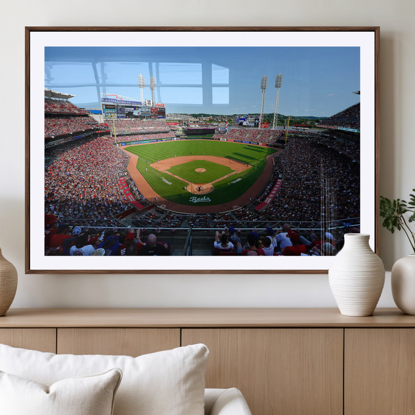 90998-MGV-CV-36X24-Cincinnati Reds Baseball Canvas Print - Great American Ball Park Stadium Wall Art Canvas Print