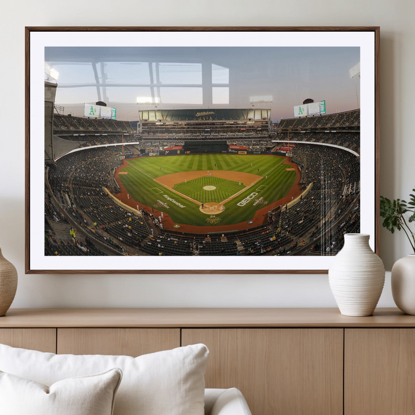 -Oakland Athletics Baseball Team Print - RingCentral Coliseum Stadium Wall Art Canvas Print