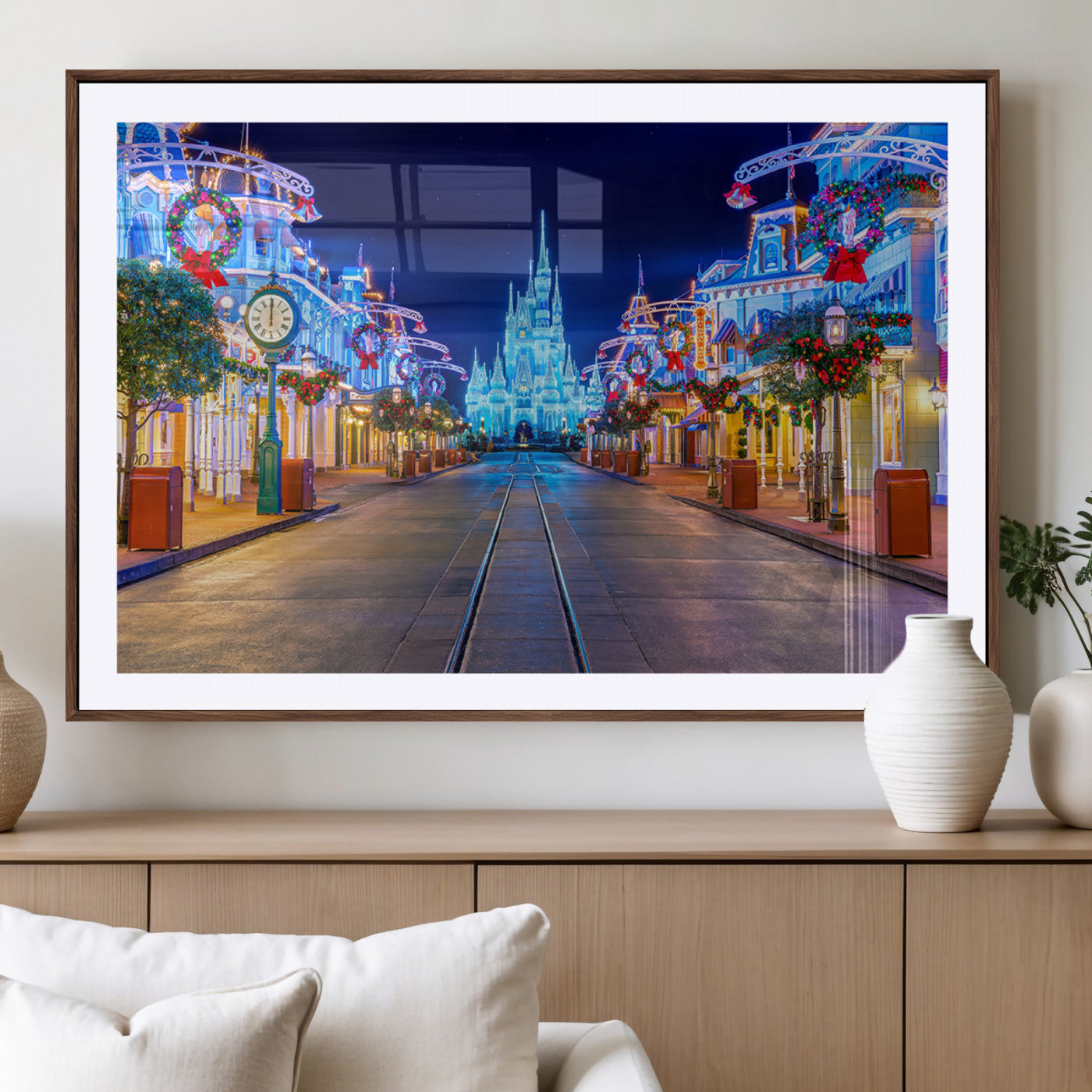 12470-MGV-CV-36X24-Disney Castle Wall Art – Large Magic Kingdom Canvas Artwork, Fairytale Design, Kids Room Christmas Decor for Home, Office