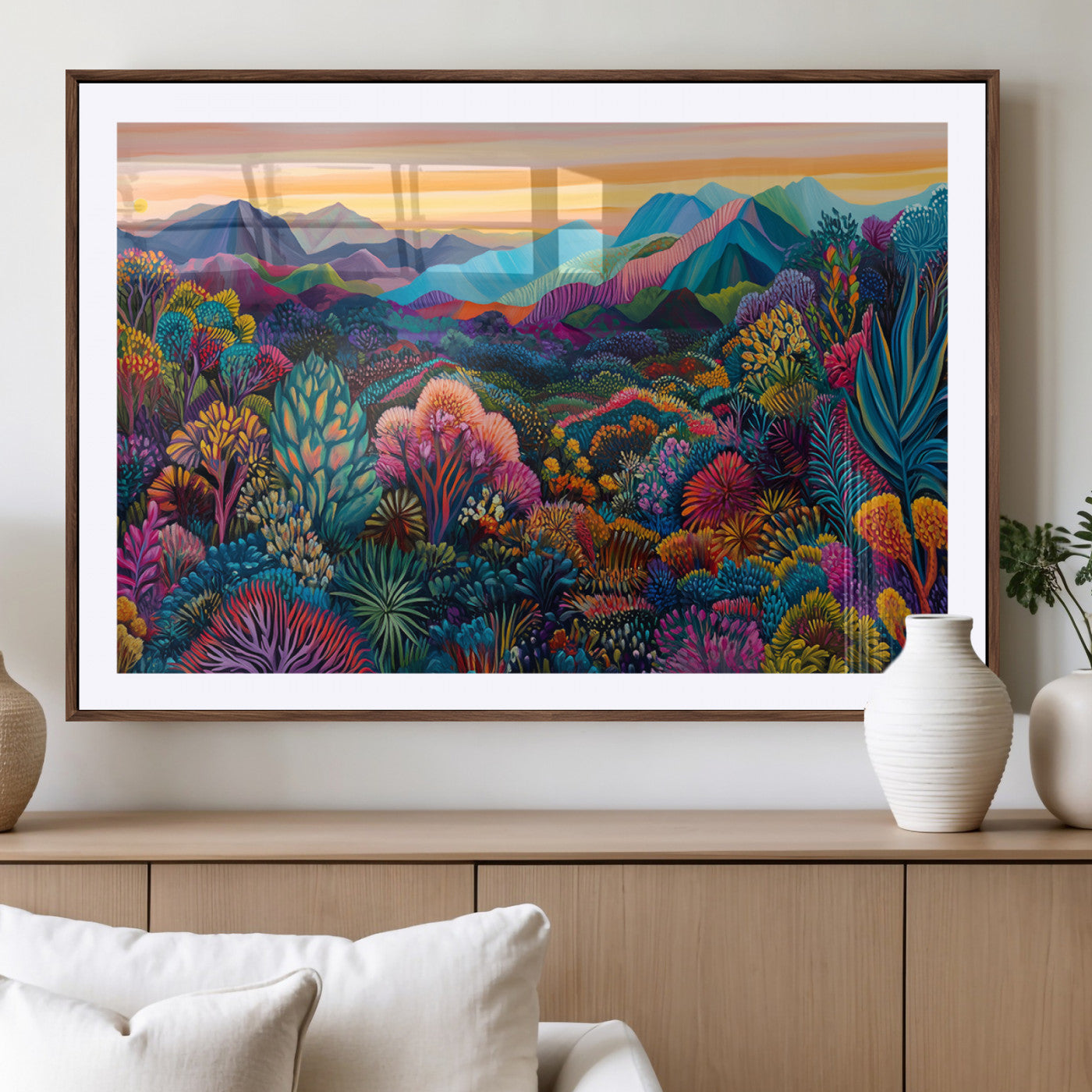 63728-MGV-CV-36X24-Colorful Abstract Landscape Wall Art Print Canvas - Vibrant Modern Decor for Living Room, Office, or