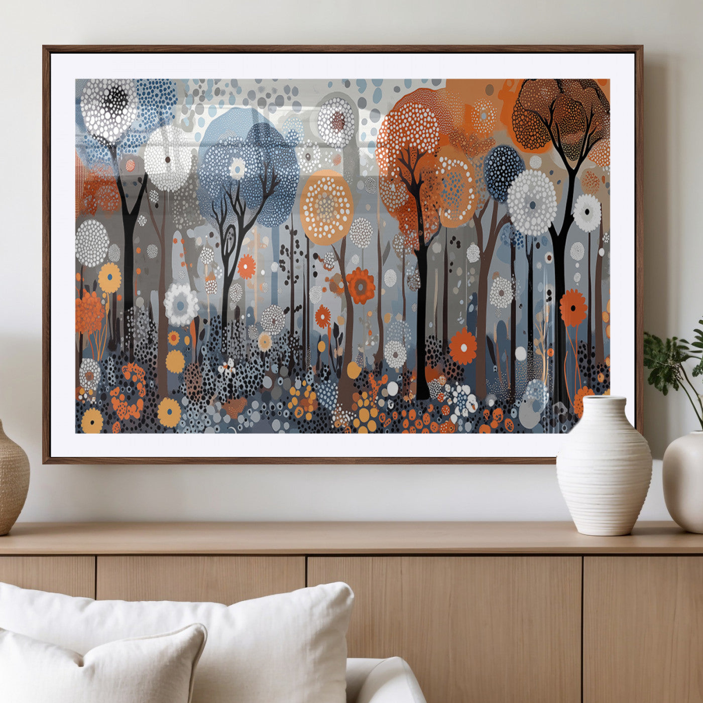 48857-MGV-CV-36X24-Abstract Winter Landscape Canvas Wall Art Print - Large Colorful Nature Wall Decor