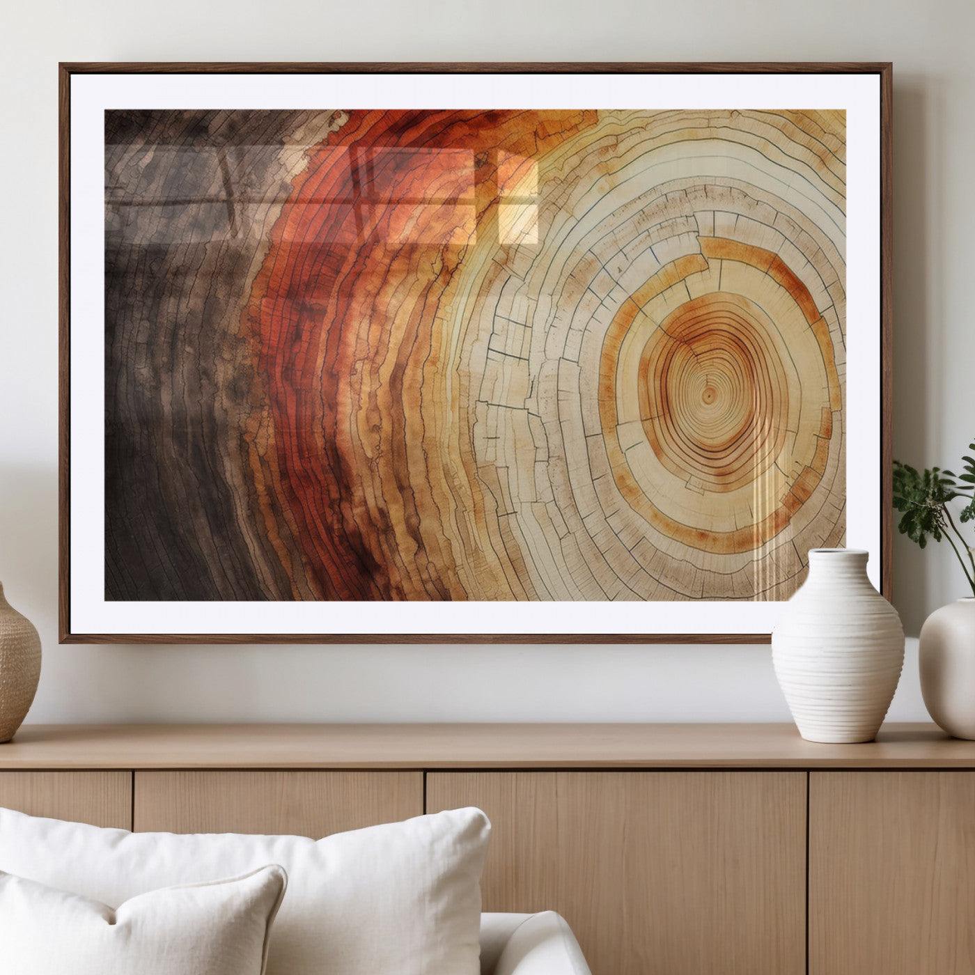 57529-MGV-CV-36X24-Tree Ring Print on Canvas Wall Art, Tree Stump Print, Wood Wall Art Living Room, Abstract Natural