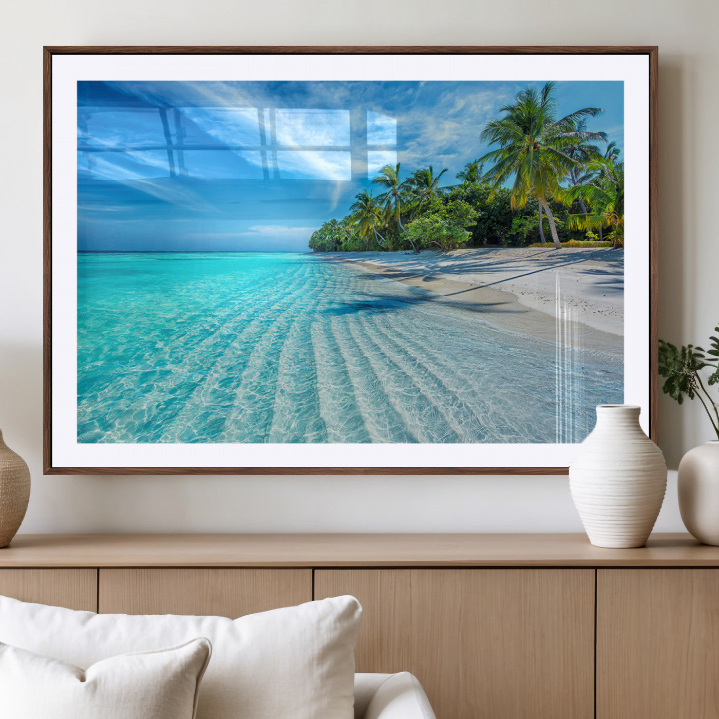 14788-MGV-CV-36X24-Tropical Beach Wall Art Canvas Print - Serene Ocean Landscape with Crystal Clear Turquoise Water and