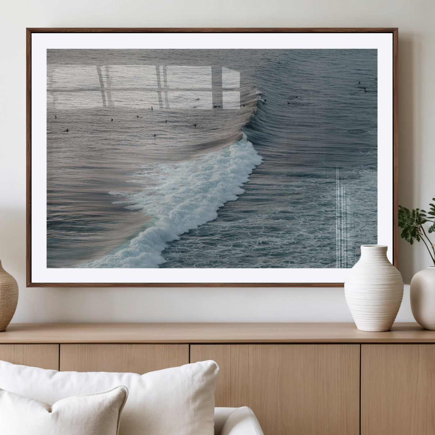 -Ocean Waves Wall Art Canvas Print – Framed Coastal Serenity Surf Nature Scene Artwork for Home Office