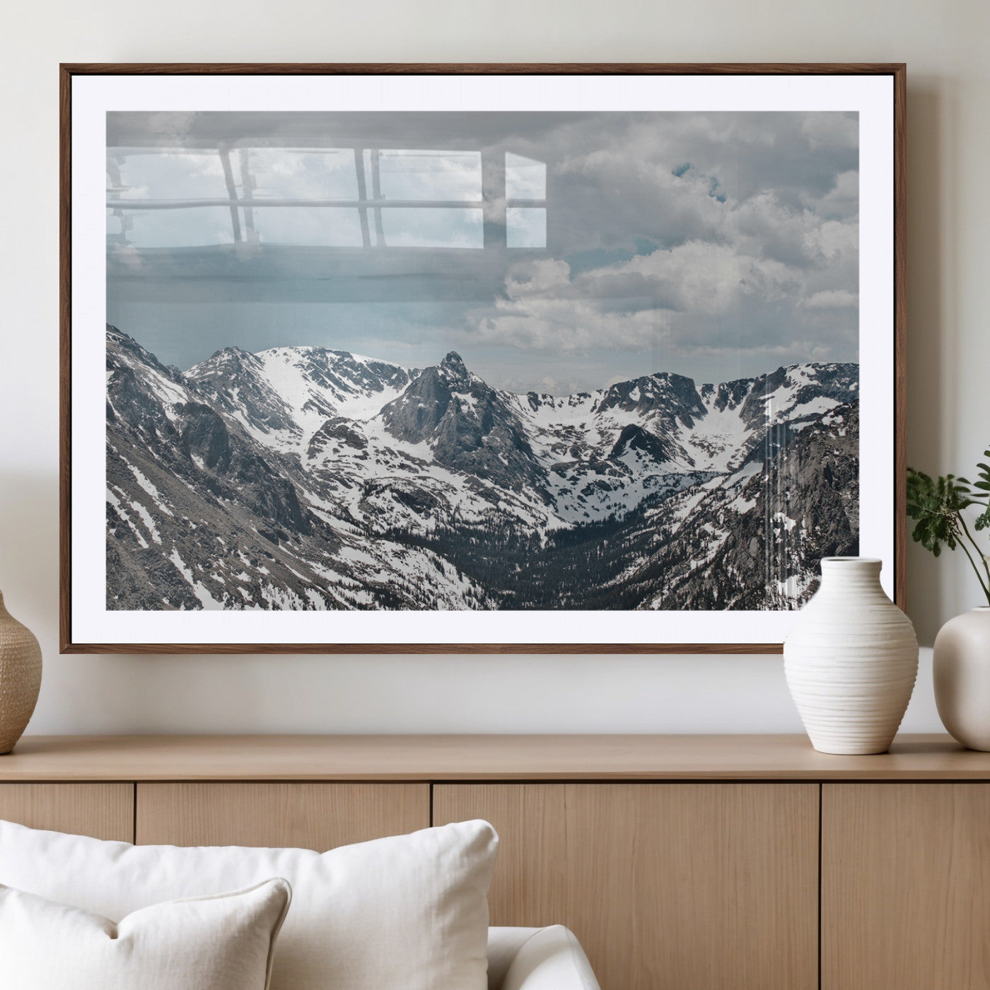 94074619-MGV-CV-36X24-Snowy Peaks Wall Art Canvas Print – Alpine Wilderness Mountain Escape Winter Serenity Artwork for Home, Office
