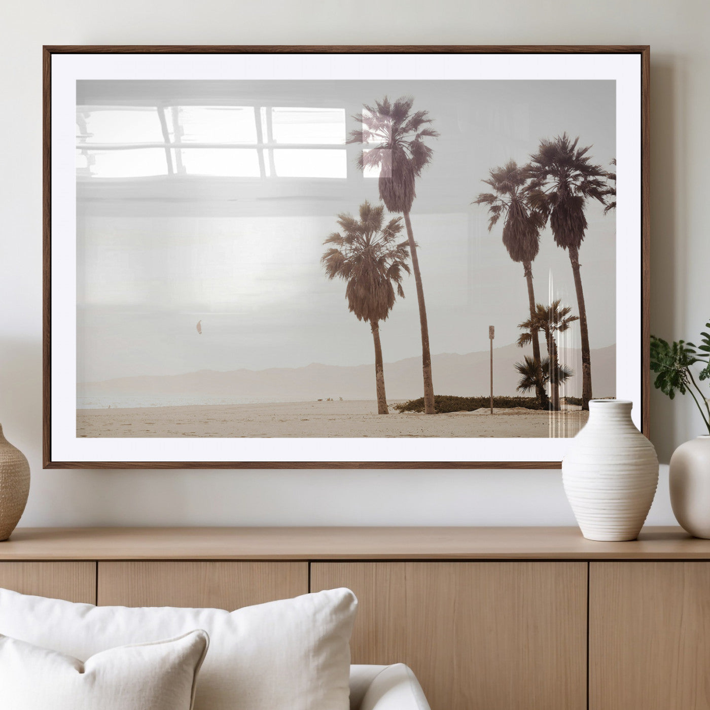 -Coastal Light Wall Art Canvas Print – Relaxing Shoreline Minimalist Ocean Tropical Serenity Artwork for Home, Office