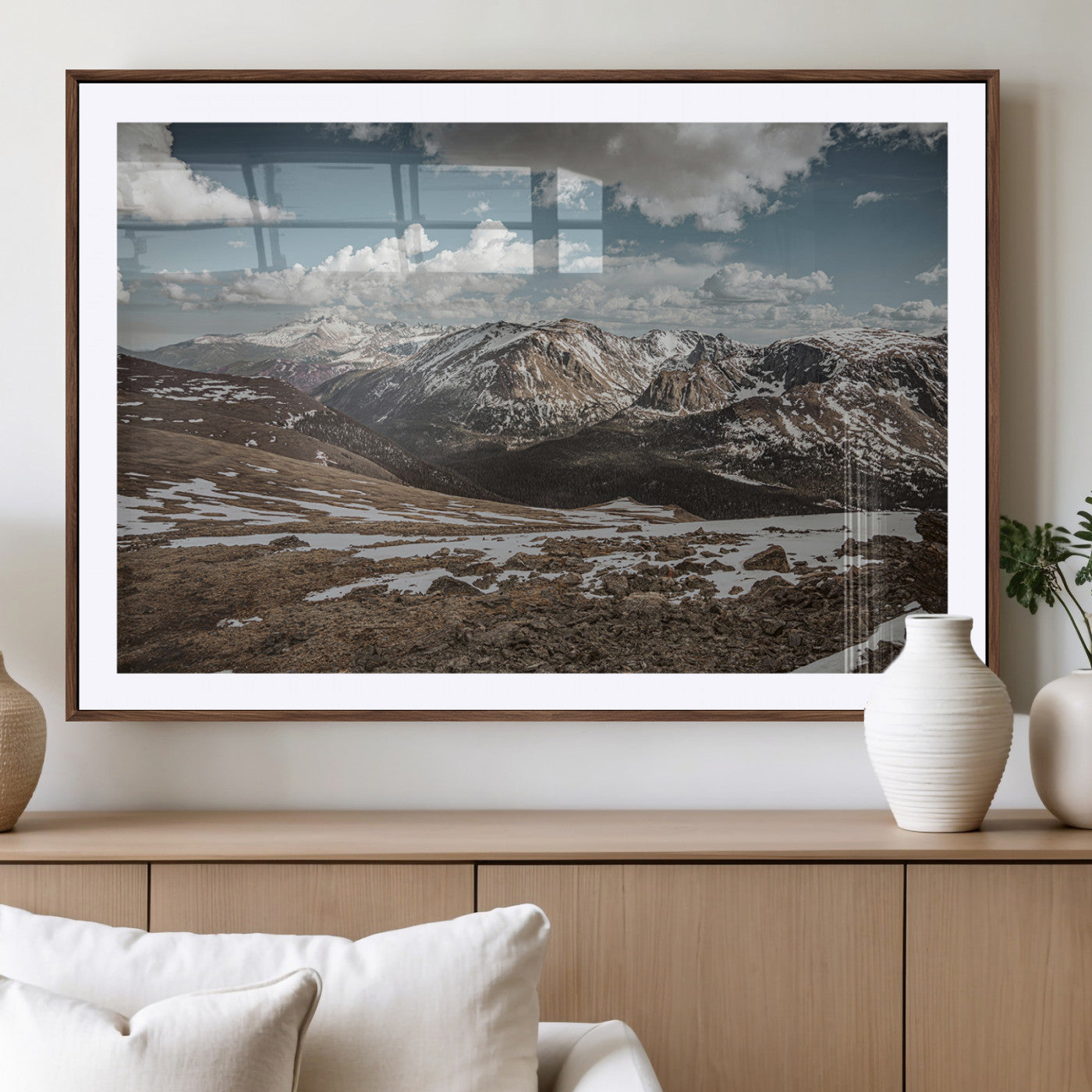 44565953-MGV-CV-36X24-Mountain Landscape Wall Art Canvas Print – Framed Snowy Peaks Rugged Highlands Nature Scene Artwork for Home Office