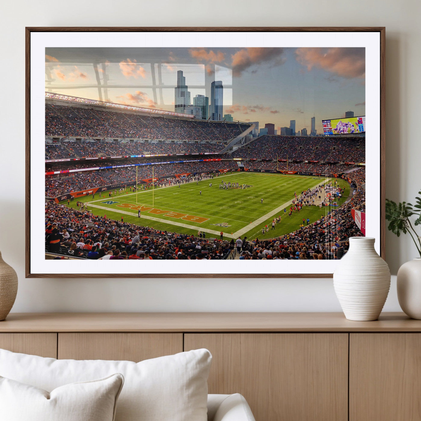 -Chicago Bears Soldiers Field Wall Art Canvas Print – Framed Football Stadium Artwork for Home, Office, Living Room