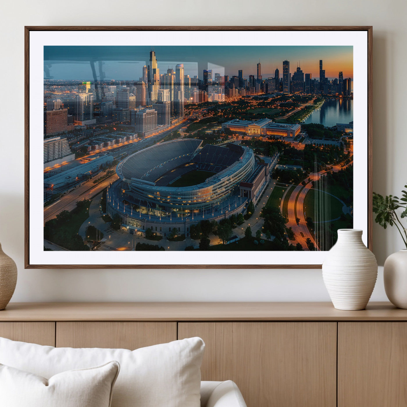 -Chicago Bears Soldiers Field Wall Art Canvas Print – Framed Football Stadium Artwork for Home, Office, Living Room