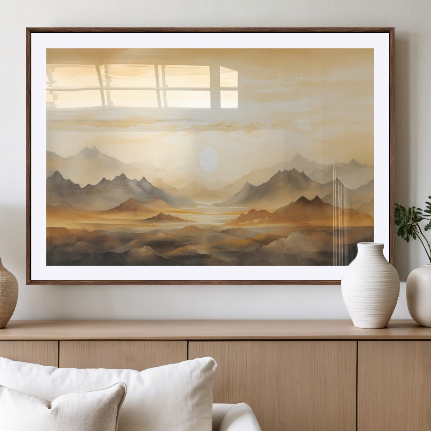 Nihat1-29-MGV-CV-36X24-Sepia Color Abstract Mountain Wall Art Canvas Print