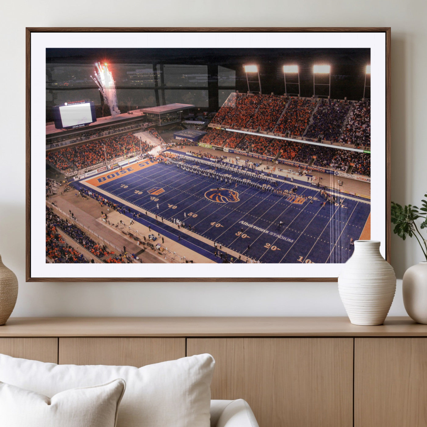 BS1001S-MGC-FP-36x24 - Boise State Broncos Albertsons Stadium Wall Art Canvas Print