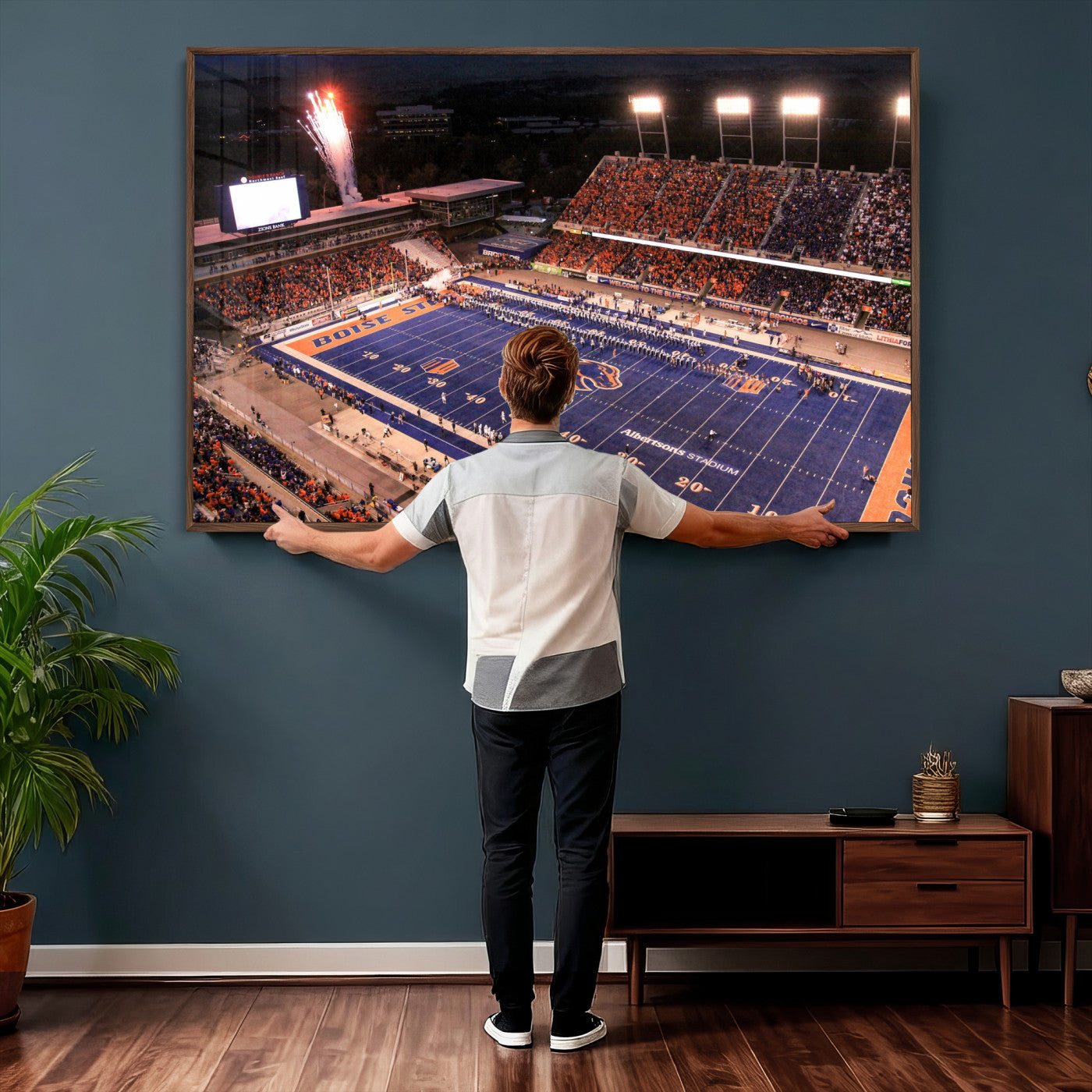 58849575-MGV-CV-36X24 - Boise State Stadium Large Wall Art Canvas Print for Living Room Office Wall Decor
