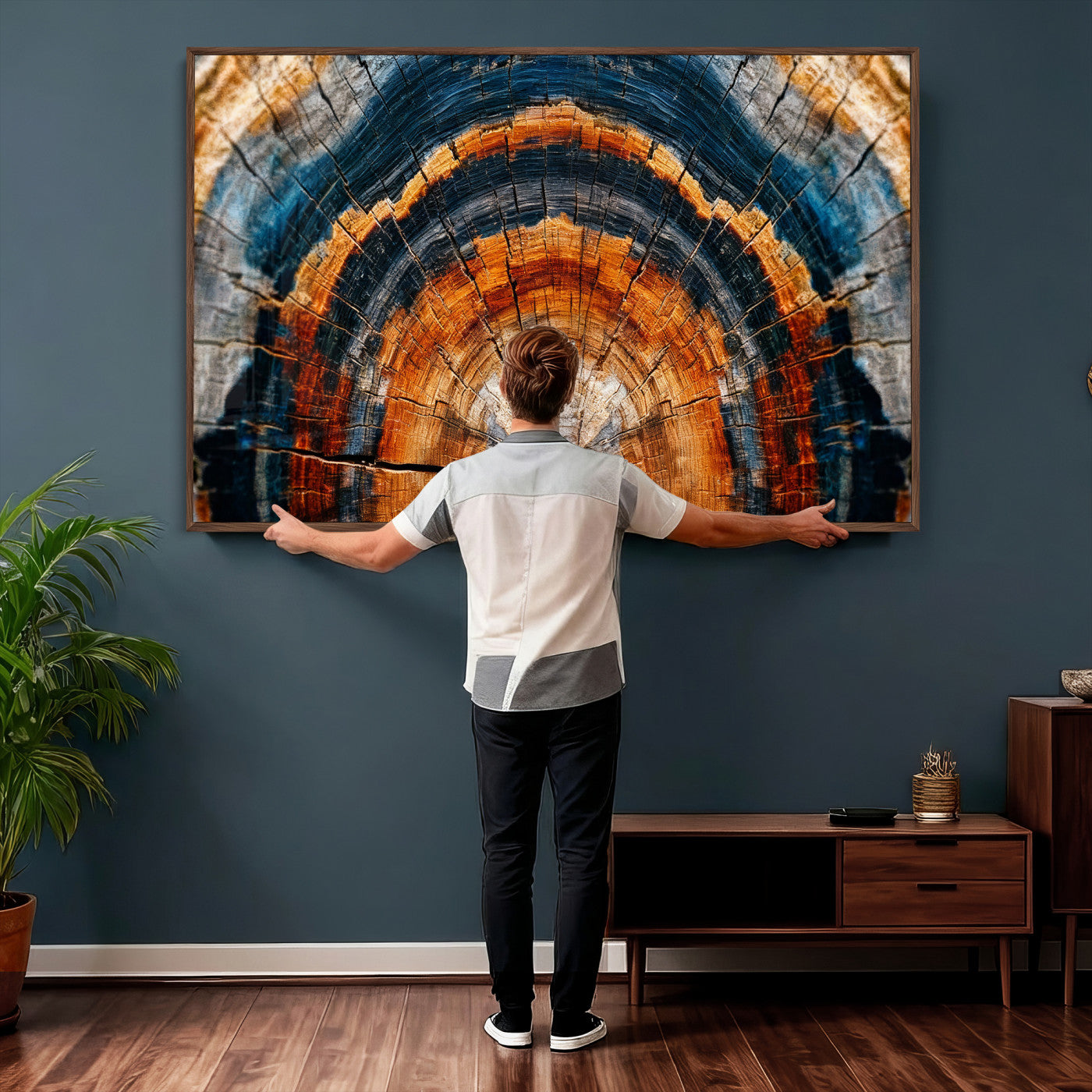 92693966N-MGV-CV-36X24 - Abstract Wood Grain Canvas Print, Tree Ring Pattern Wall Art, Framed Canvas Ready to Hang