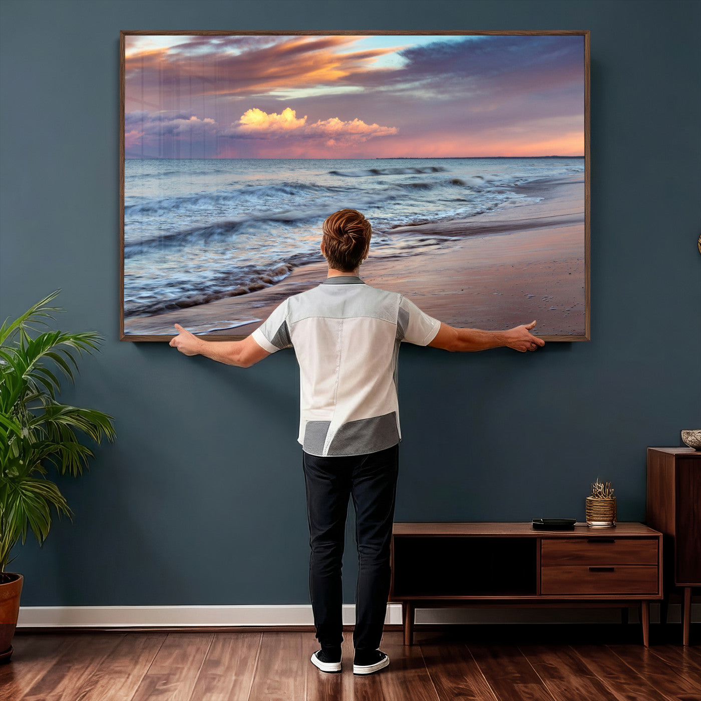 67765254-MGV-CV-36X24 - Ocean Sunset Wall Art Canvas Print – Coastal Beach Photography Artwork Print for Living Room, Bedroom, and Relaxing Home Decor