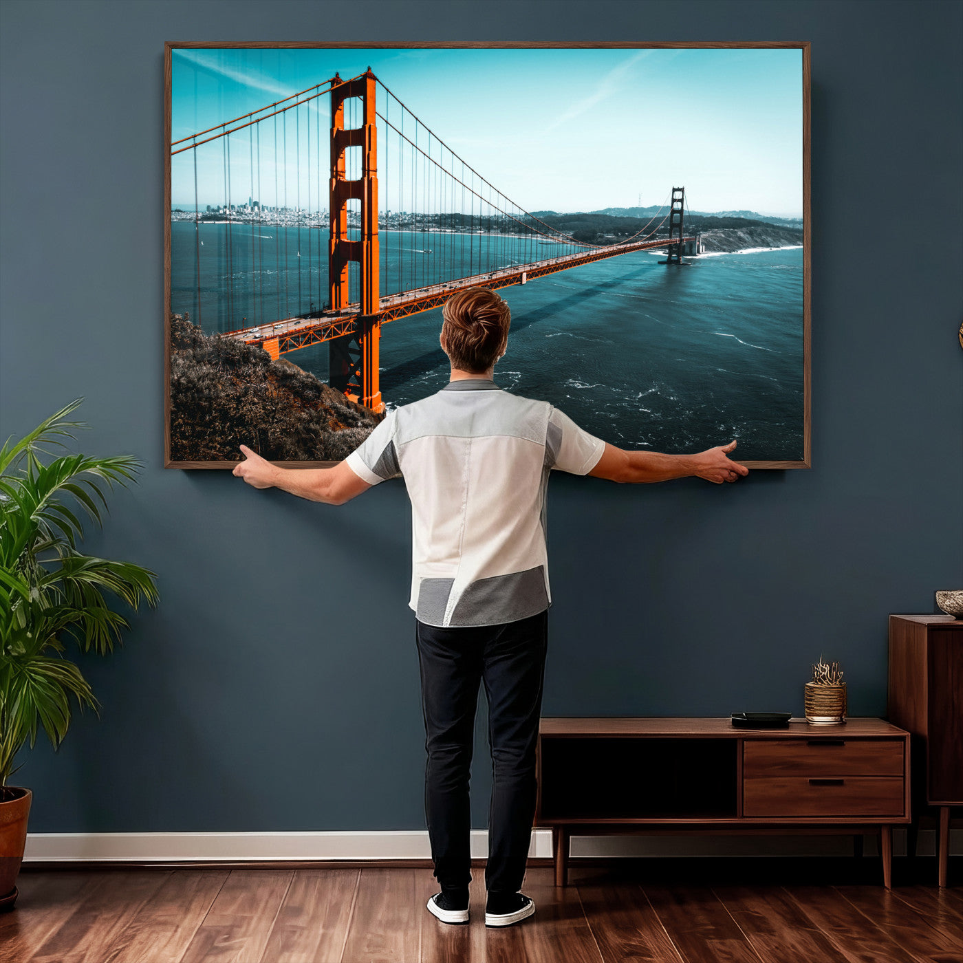 73996404-MGV-CV-36X24 - Golden Gate Bridge Wall Art Canvas Print – San Francisco Landmark Photography Artwork Print for Living Room, Office, and Modern Decor