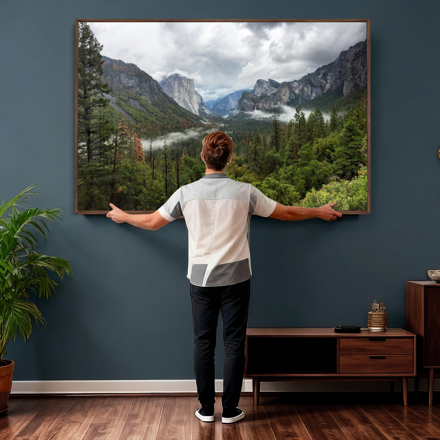 46168759-MGV-CV-36X24 - Yosemite Valley Wall Art Canvas Print, El Capitan Mountain Landscape Nature Wall Decor