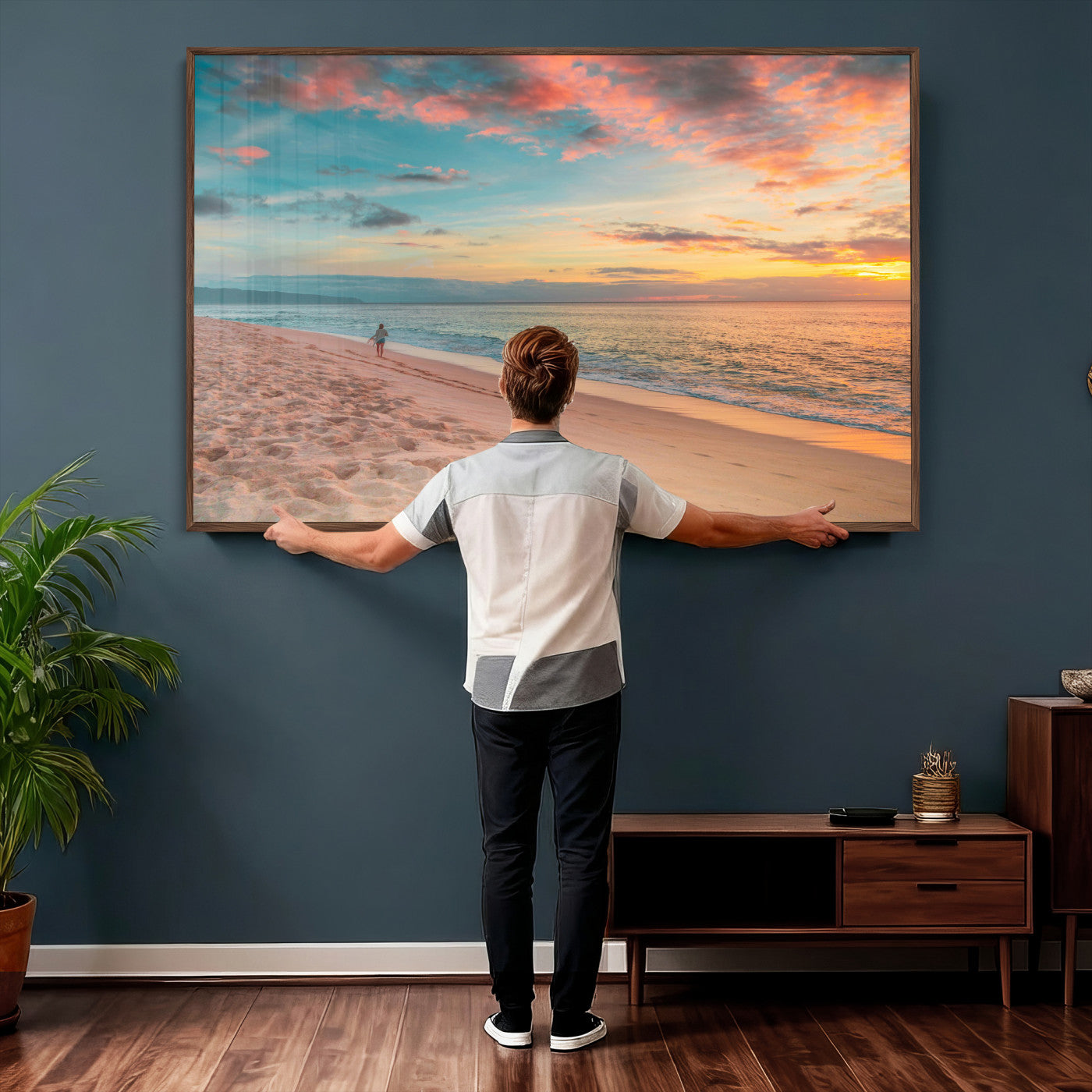 24511398-MGV-CV-36X24 - Beach Walk Wall Art Canvas Print – Soft Coastal Photography Artwork Print for Bedroom, Living Room, and Serene Home Decor