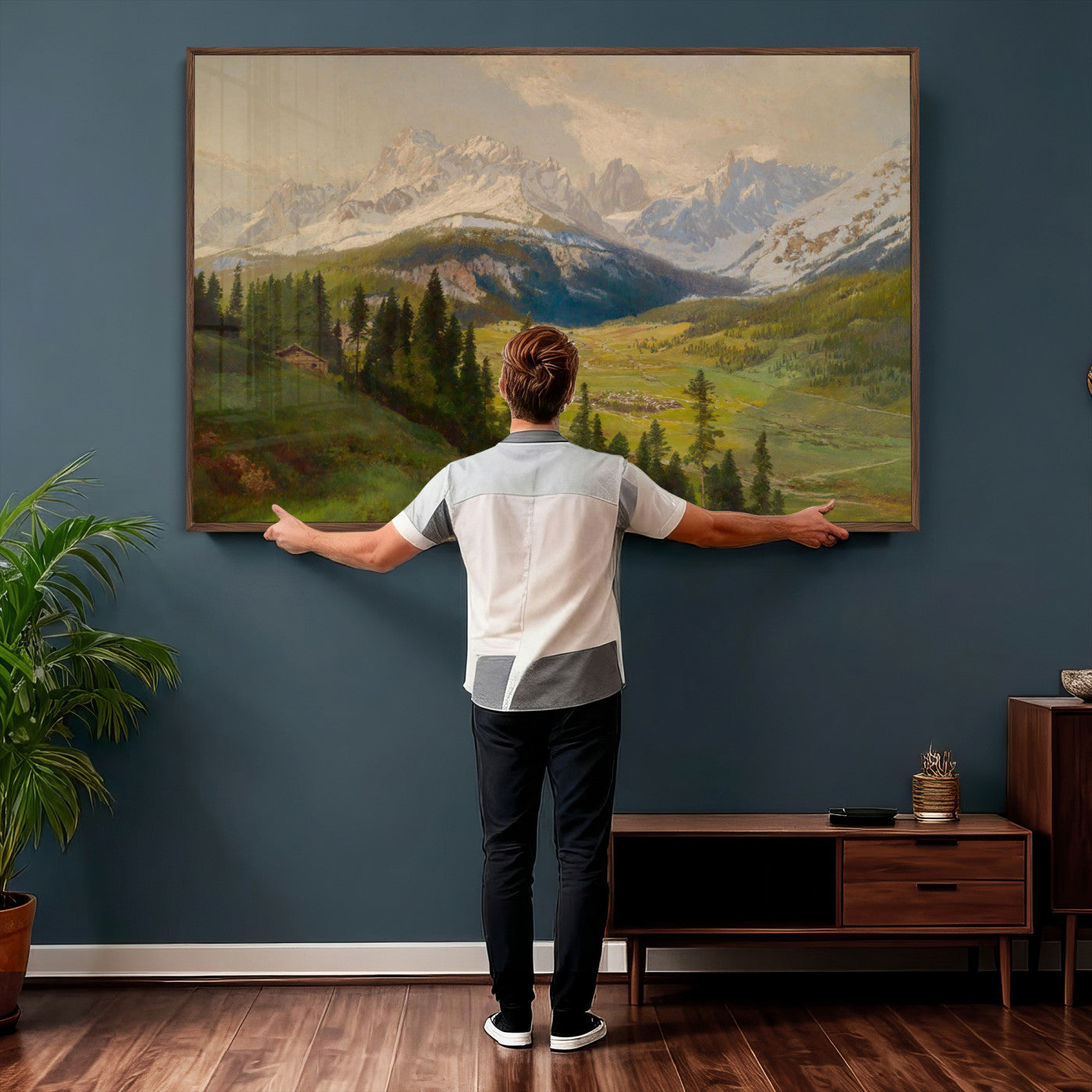 60864994-MGV-CV-36X24 - Konrad Petrides View From Mount Helm Wall Art Canvas Print - Watercolor Sexten and the Sextener Sonnenuhr Art Canvas Print