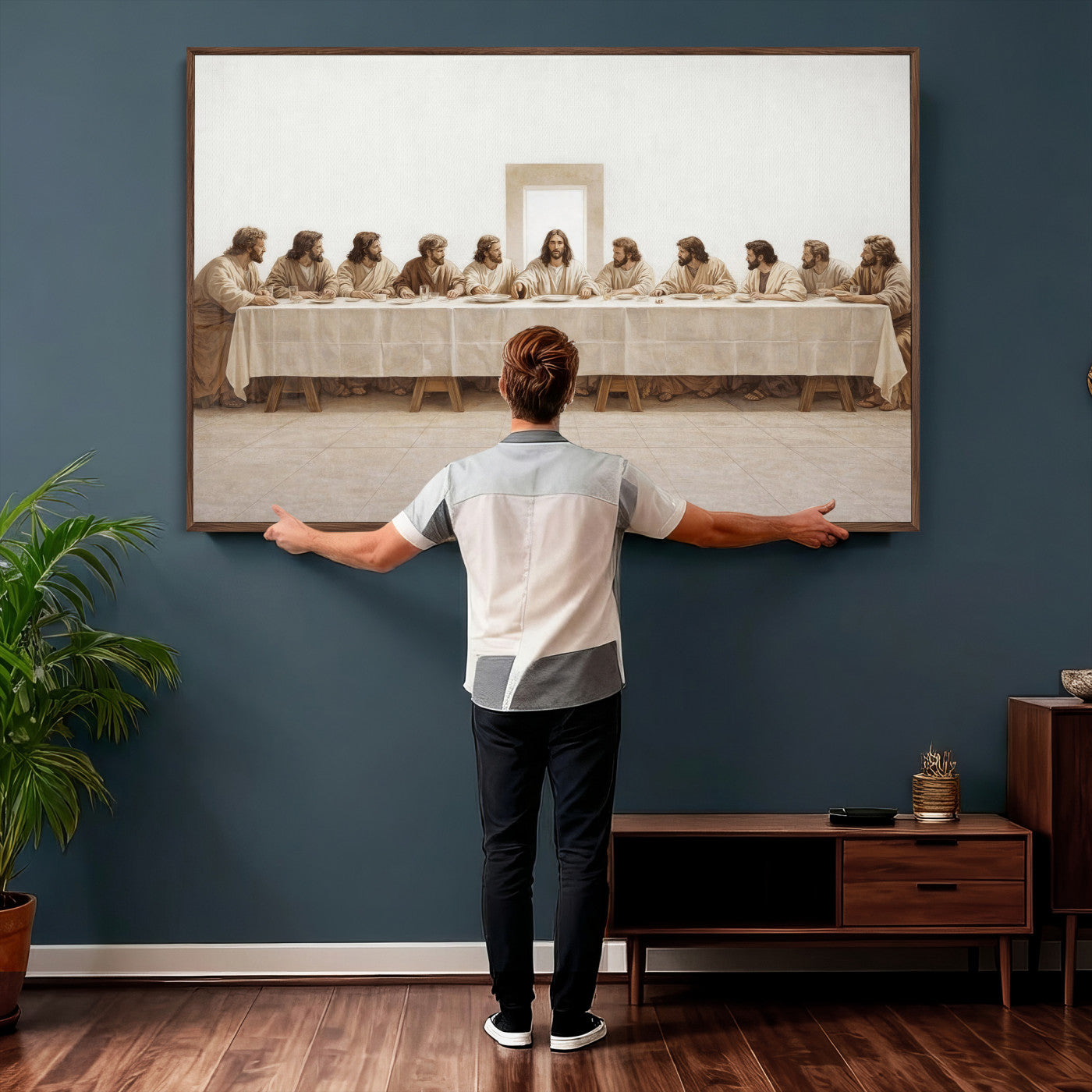 76380069-MGV-CV-36X24 - The Last Supper Wall Art Canvas Print, Jesus Christ Biblical Scene Canvas Print, Christian Religious Artwork for Church Living Room Decor