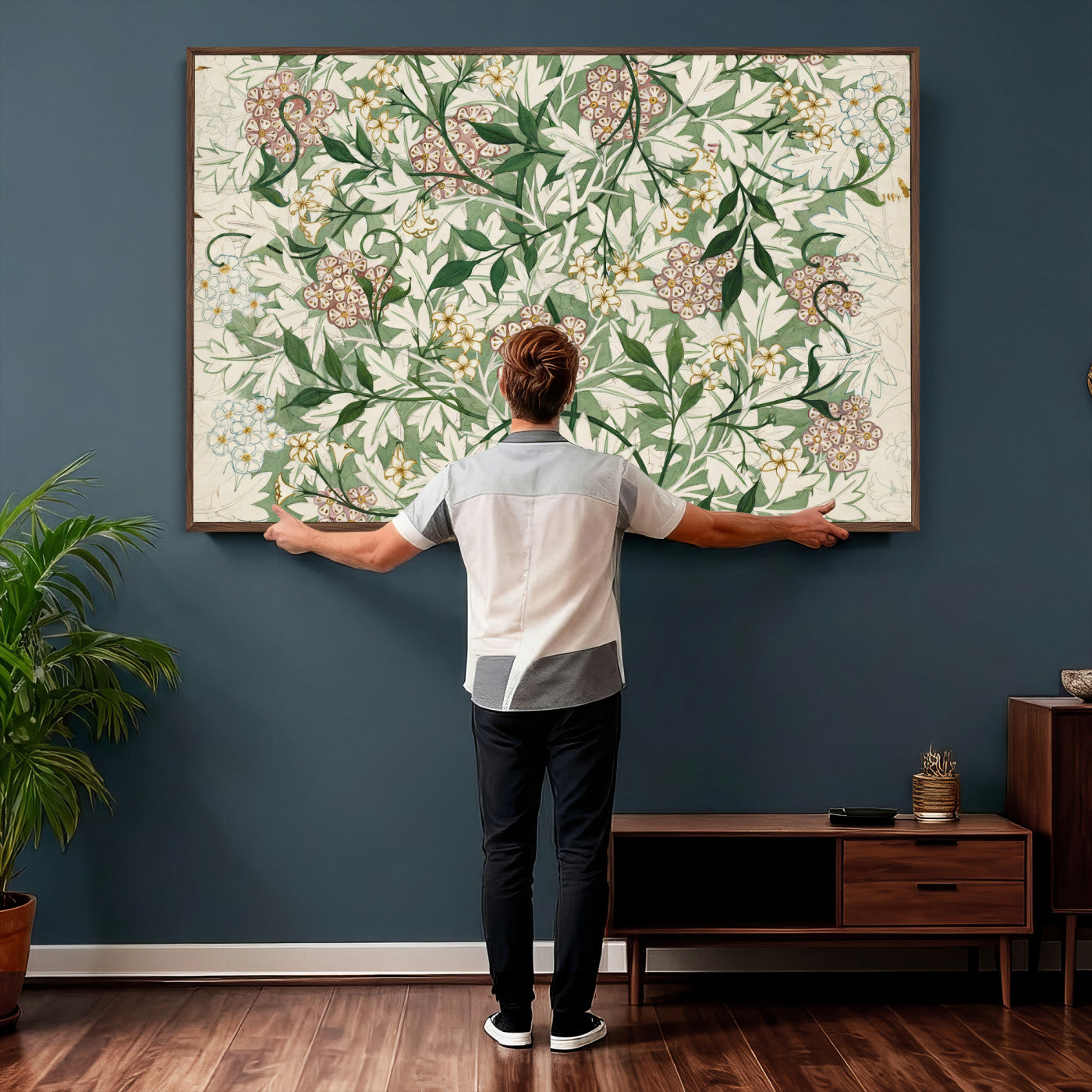 33560597-MGV-CV-36X24 - William Morris Jasmine 1872 Canvas Wall Art — Arts and Crafts Botanical Print | Vintage Green Floral Decor | Cottagecore Gift | Classic Art