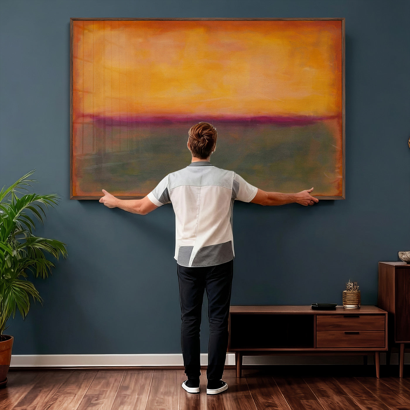 21628300-MGV-CV-36X24 - Abstract Color Field Wall Art Canvas Print, Framed Minimalist Horizon Artwork for Living Room Bedroom Office