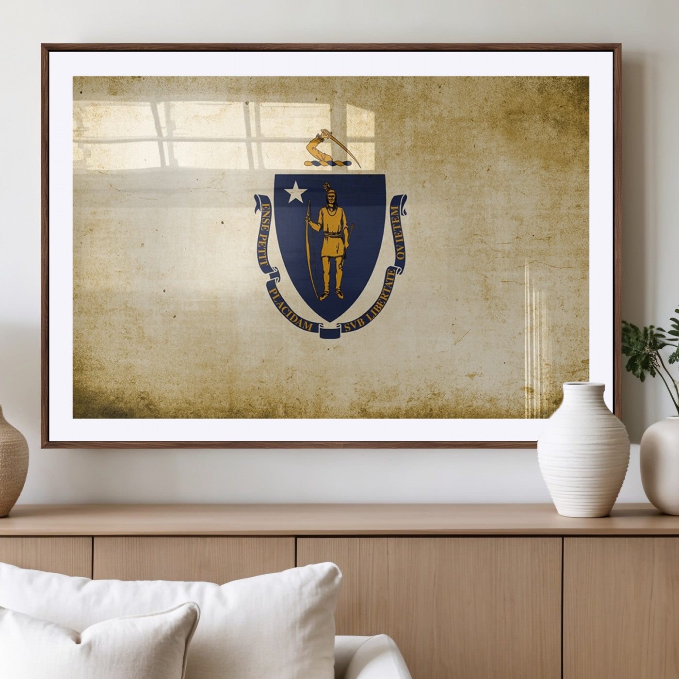 -Massachusetts Flag Wall Art Canvas Print