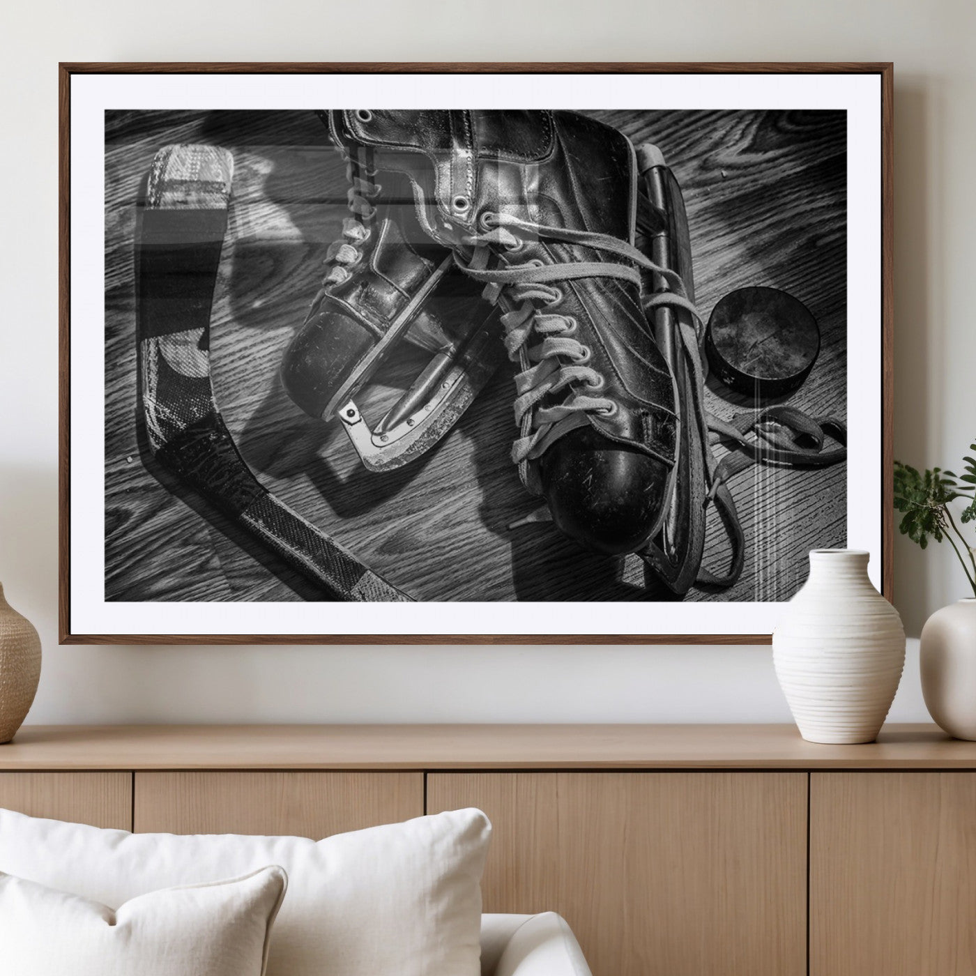 20553-MGV-CV-36X24-Old Pair of Mens Skates Wall Art Canvas, Men Skates Wall Art Print