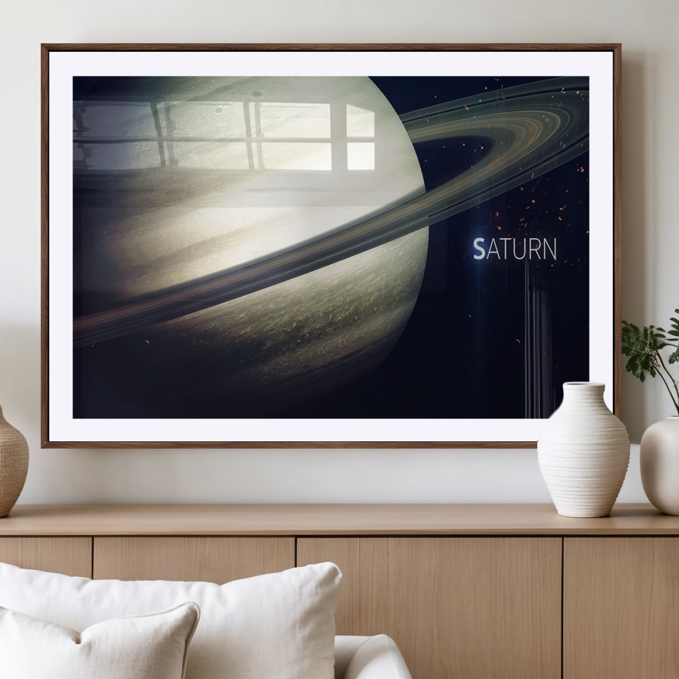 -Framed Saturn Wall Art Canvas Print