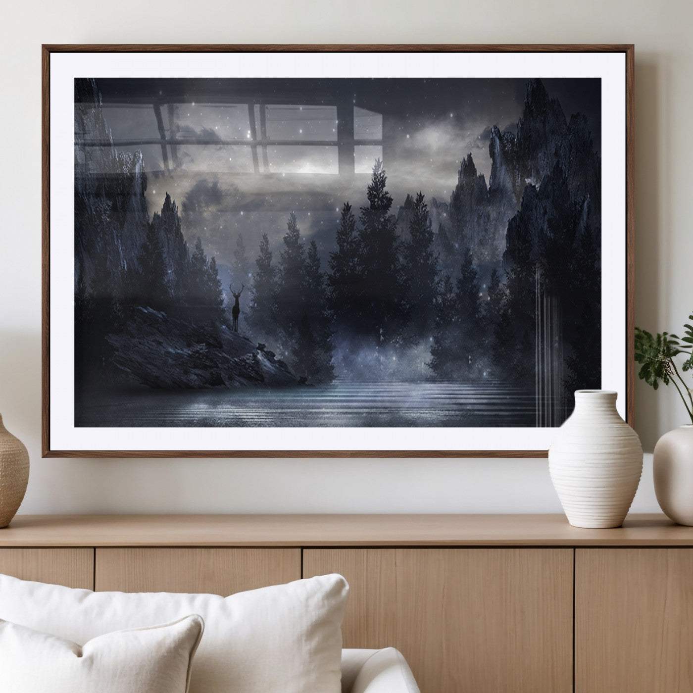 55385-MGV-CV-36X24-Night Landscape and Trees Wall Art Canvas Print