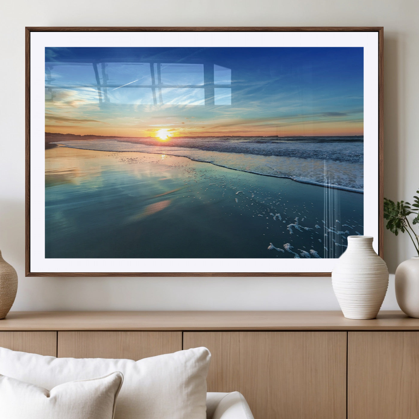 -Blue Sky and Beach Wall Art Canvas Print