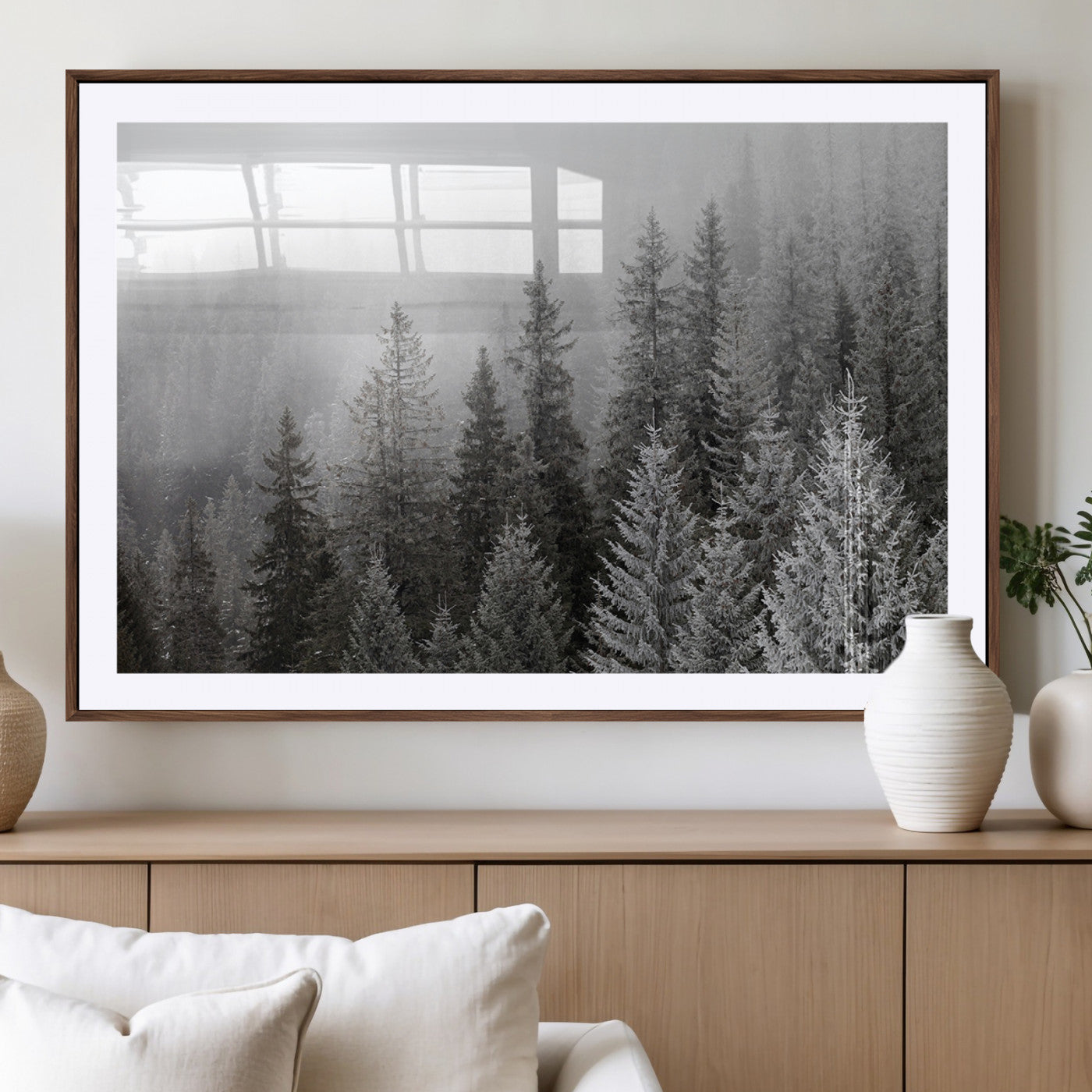 -Big Foggy Forest and Misty Trees Forest Wall Art Canvas Print