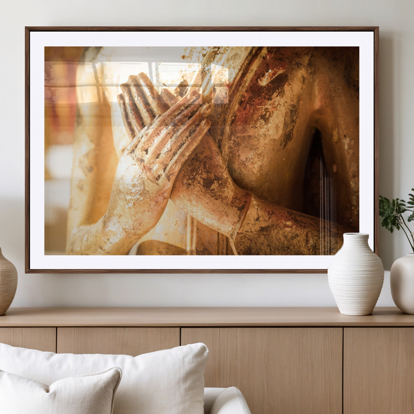 -Buddha Statue Hands Wall Art Canvas Print