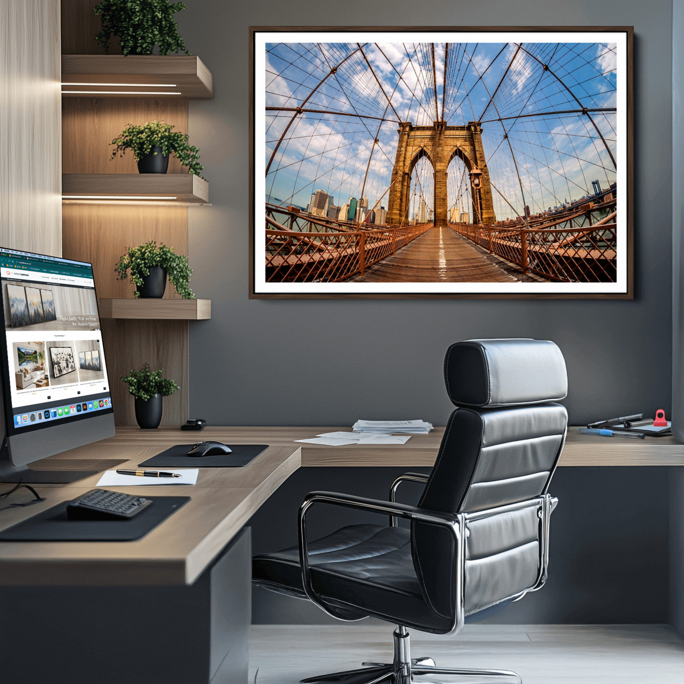 -Brooklyn Bridge Manhattan Wall Art Canvas Print