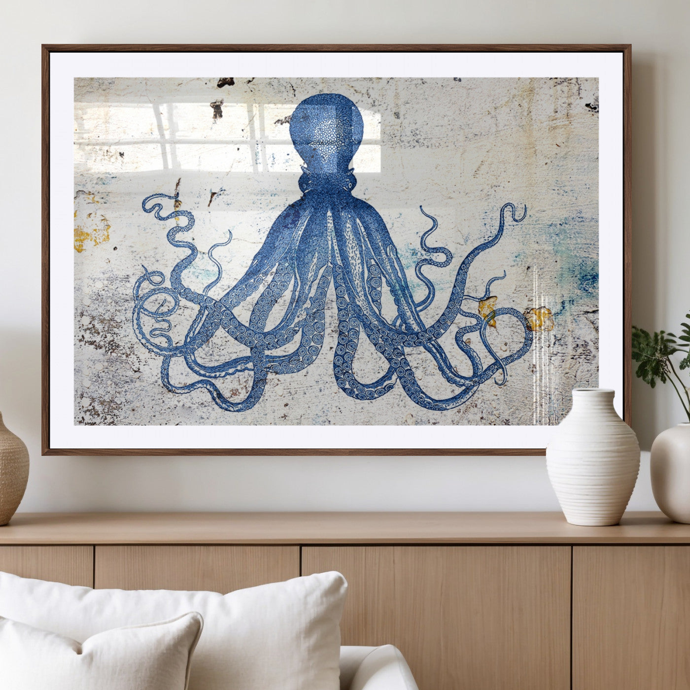 38211-MGV-CV-36X24-Octopus Canvas Wall Art | Coastal Marine Life Artwork for Living Room, Bedroom, or Office |