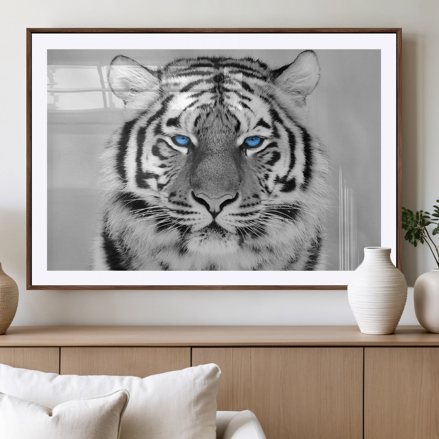 -Black and White Tiger Wall Art Animal Canvas Print