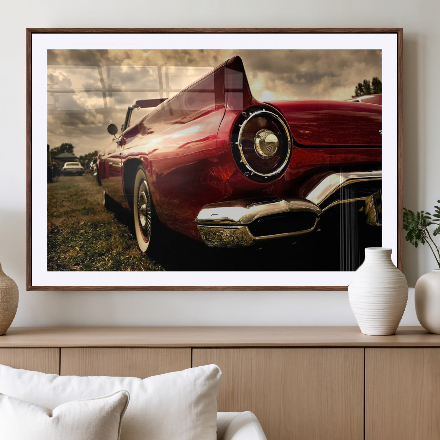 -Red Classic Car Wall Art Canvas Print