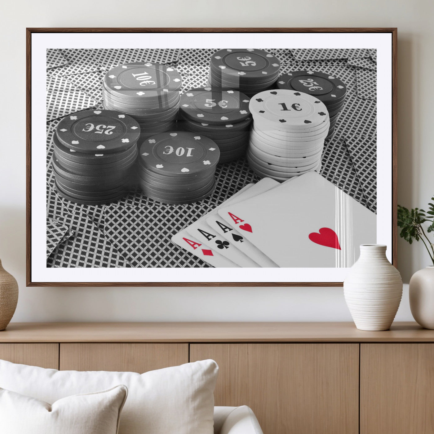 -Poker Game Cards Wall Art Canvas, Multi Panel Wall Art Canvas Print