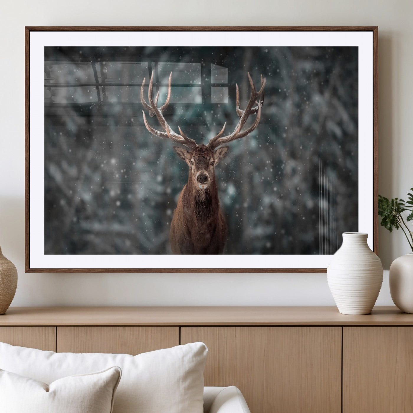 -Wall Art Deer Art Animal Canvas, Framed Wall Art Deer Canvas Print