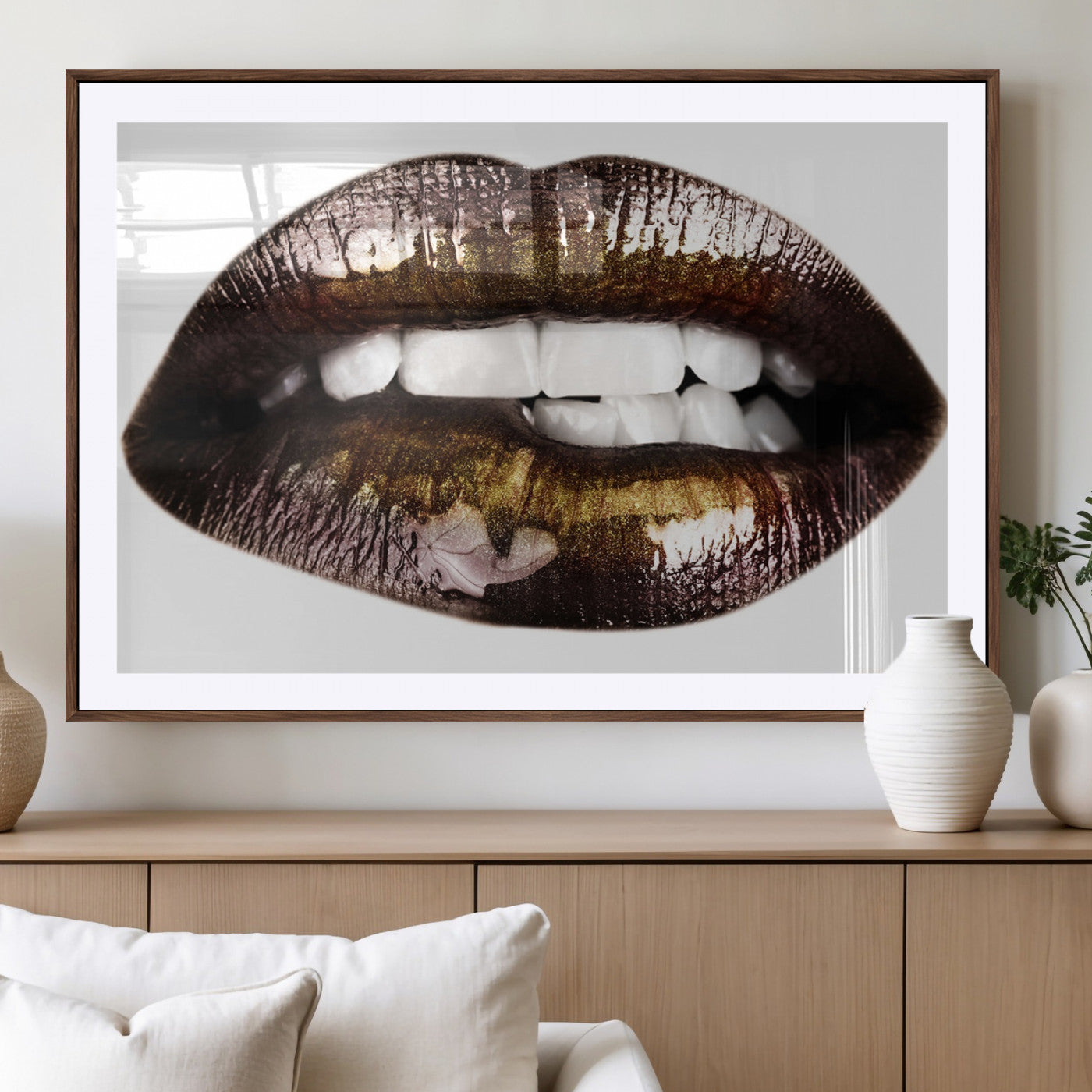 -Close Up Lips Wall Art Canvas Print