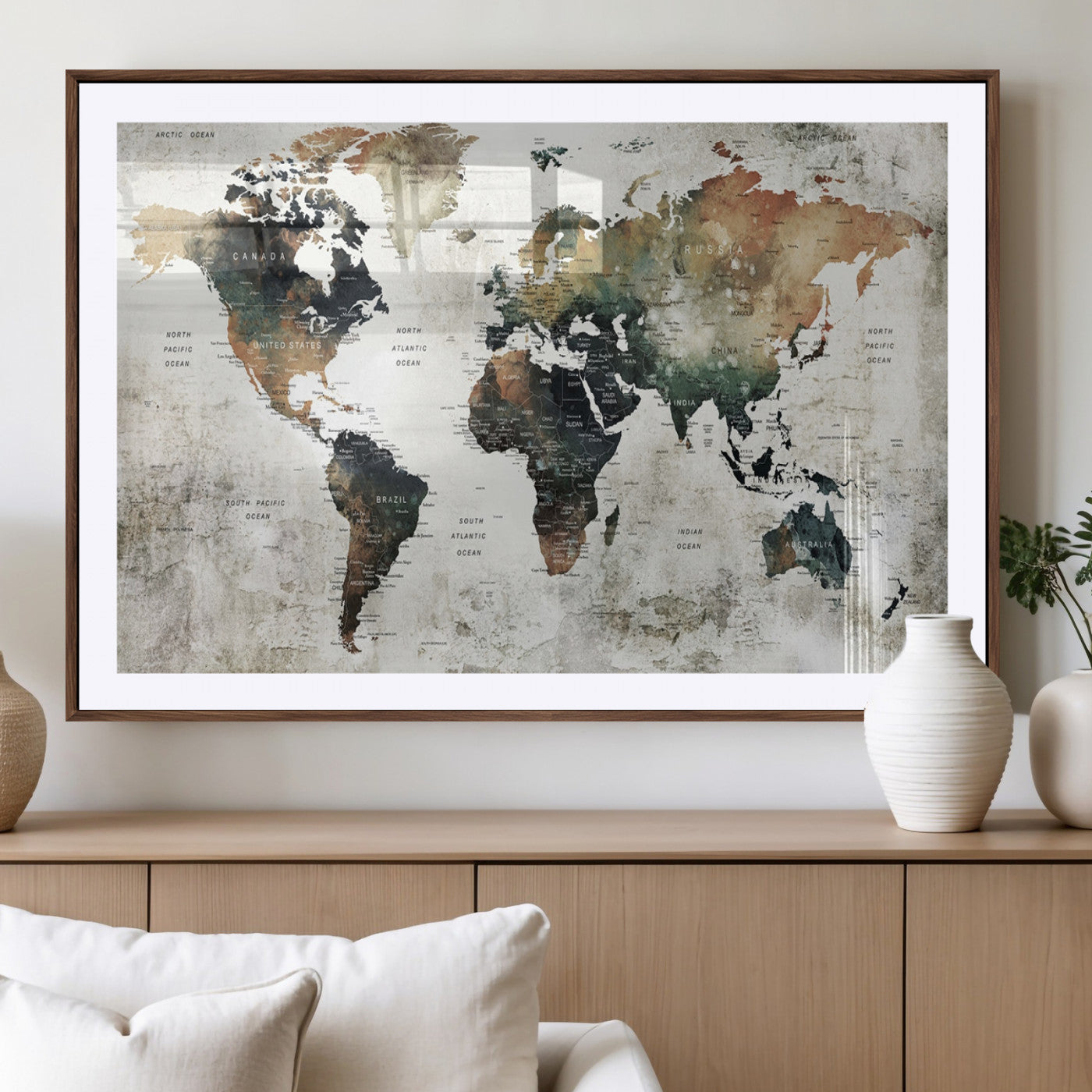 19444-MGV-CV-36X24-Push Pin World Map Canvas Print – Travel Tracker Wall Art for Couples, Perfect Anniversary Gift for Home or Office Decor